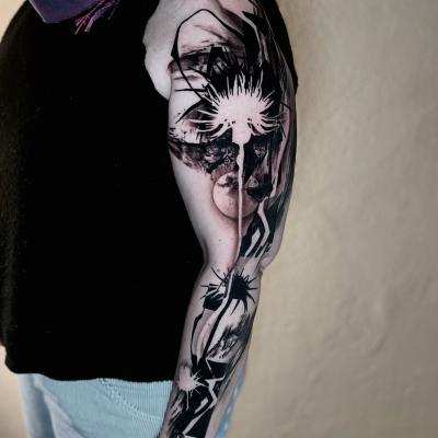 abstract thistle tattoo