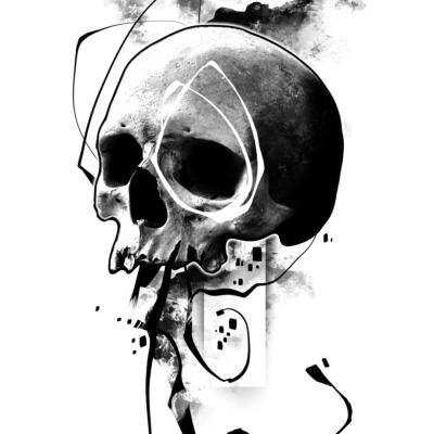 Abstrakt- realistisches Schädel/Skull Tattoo Design/ Wannado, individuelles Tattoo Design von Clemens Tattoo