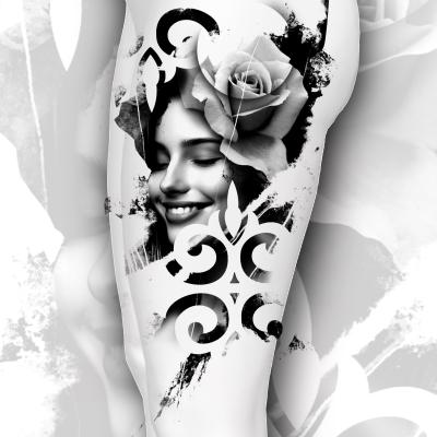 tattoo design woman ornament rose