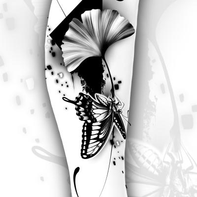 tattoo design butterfly ginkgo