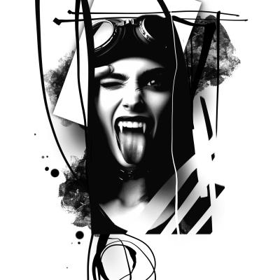 Realistisches Tattoo mit Abstraten Elementen - Vampir , Steampunk von Clemens Tattoo Ravensburg